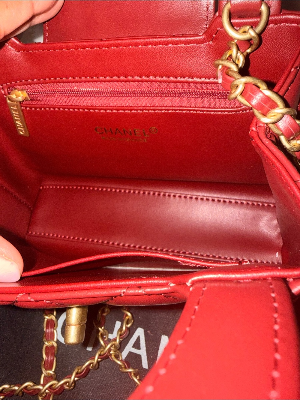 CHANEL Quilted Mini Top-Handle Bag in Deep Red with Gold Hardware - Picture 4 of 5